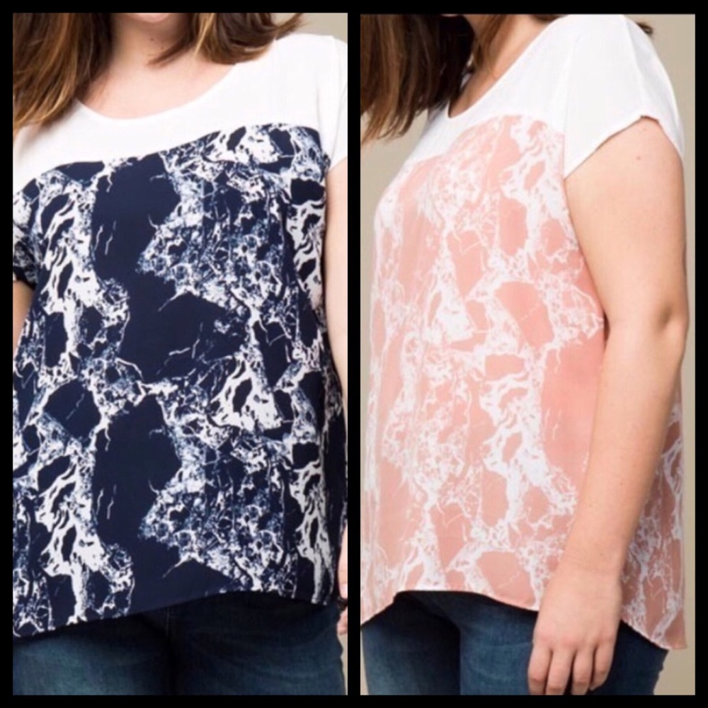 ➕Navy Marble Blouse